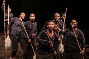 Production photo of Isango Ensemble in SS Mendi Dancing The Death Drill at Nuffield Southampton Theatres