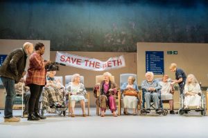 Production shot of Allelujah by Alan Bennett at Bridge Theatre