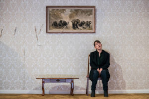 Production shot of Nicola Walker in The Cane at Royal Court