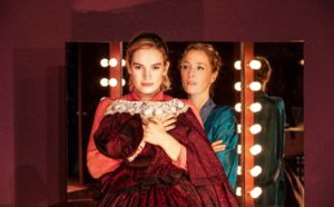 Production shot of Lily James & Gillian Anderson in All About Eve directed by ivo van Hove at Noel Coward theatre London