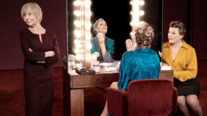 Production shot of Sheila Reid, Gillian Anderson and Monica Dolan in All About Eve directed by Ivo Van Hove at Noel Coward Theatre London