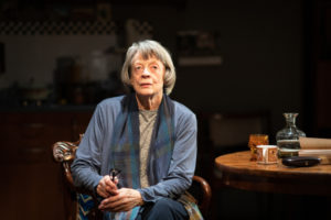 Production shot of Maggie smith in A German Life art the Bridge Theatre in London