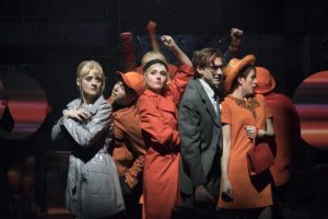 Production shot of Anne-MarieDuff and Arthur Darrell in Sweet Charity at The Donmar Wrehouse in London. Photo: Johan Persson