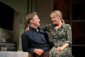 Production photo f the end of history at the Royal Court Theatre showing David Morrissey and Lesley Sharp