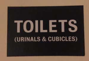Photo of toilet sign at the Royal Court theatre in London