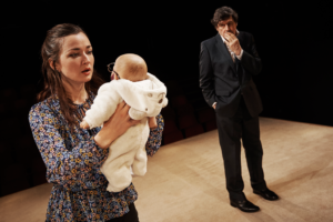 Production photo of Amy Molloy and Stephen Rea in Cypress Avenue at Royal Court Theatre in London 2019