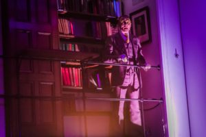 Production photo of Graeme Rose in The Time Machine at The London Library in March 2020