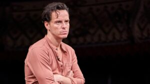 Production shot of Andrew Scott in Three Kings at the Old Vic Theatre