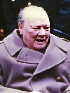 Photo of Winston Churchill at Yalta conference in 1945