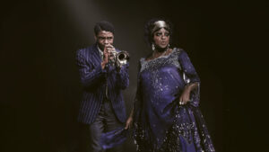 Promotional shot for the Netflix film Ma Rainey's Black Bottom showing Chadwick Boseman and Viola Davis