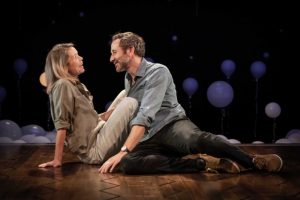 Production photo of Anna Maxwell Martin and Chris O'Dowd in the Donmar Warehouse production of Constellations by Nick Payne directed by Michael Longhurst at the Vaudeville Theatre London